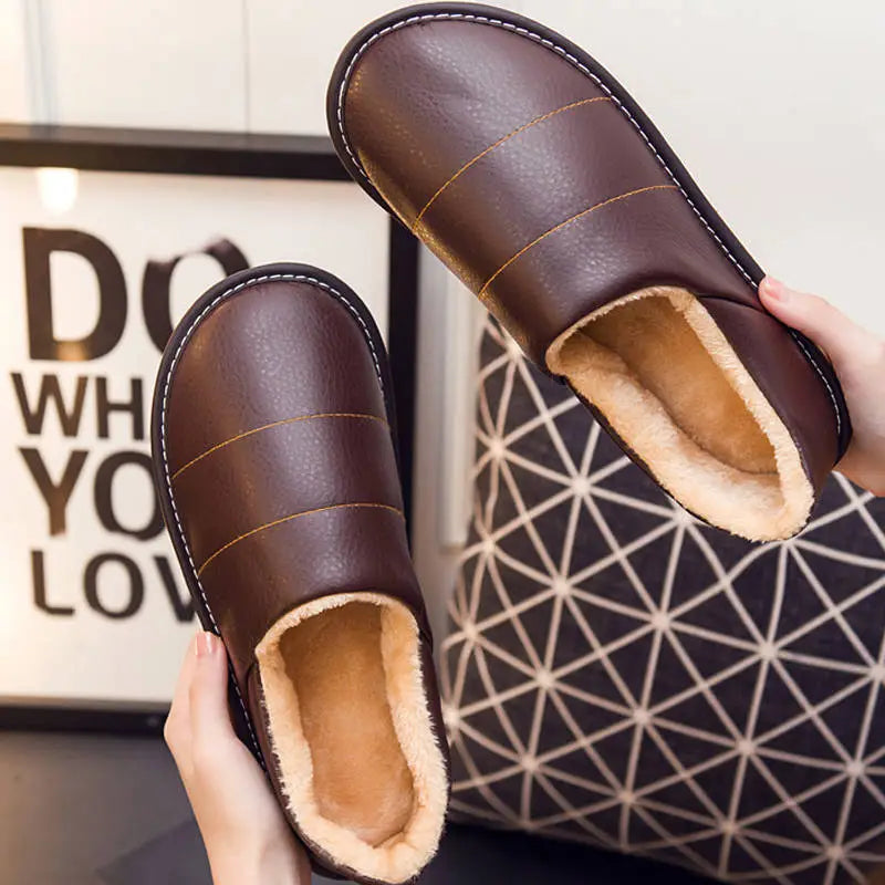 Fur and Leather Slippers