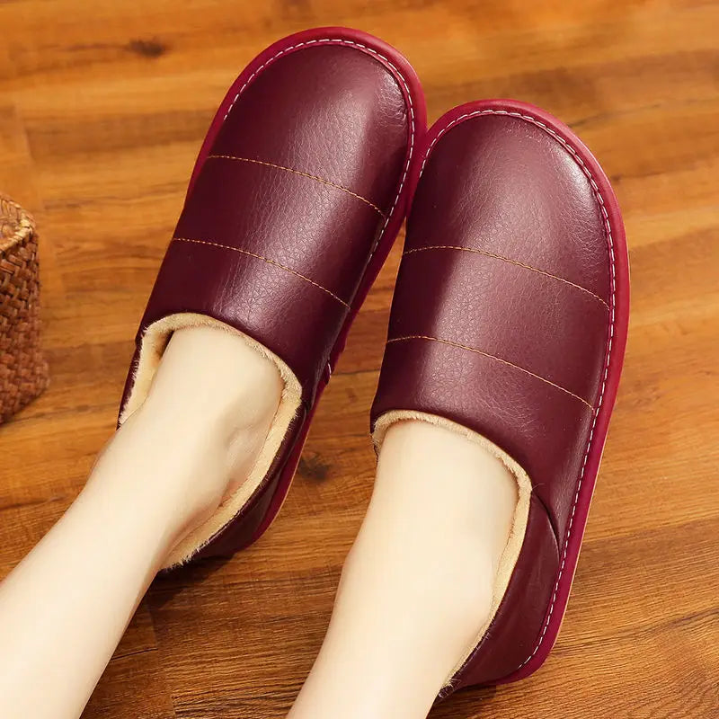 Fur and Leather Slippers