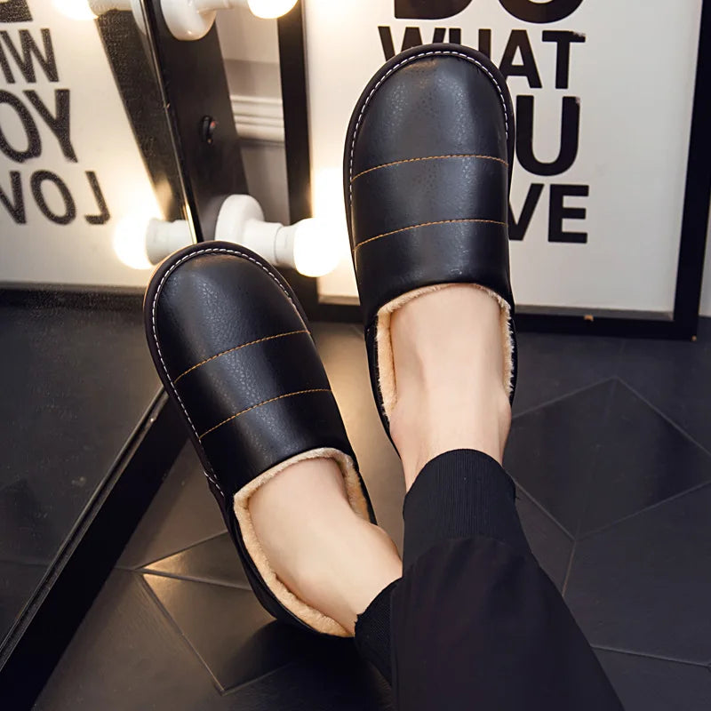Fur and Leather Slippers