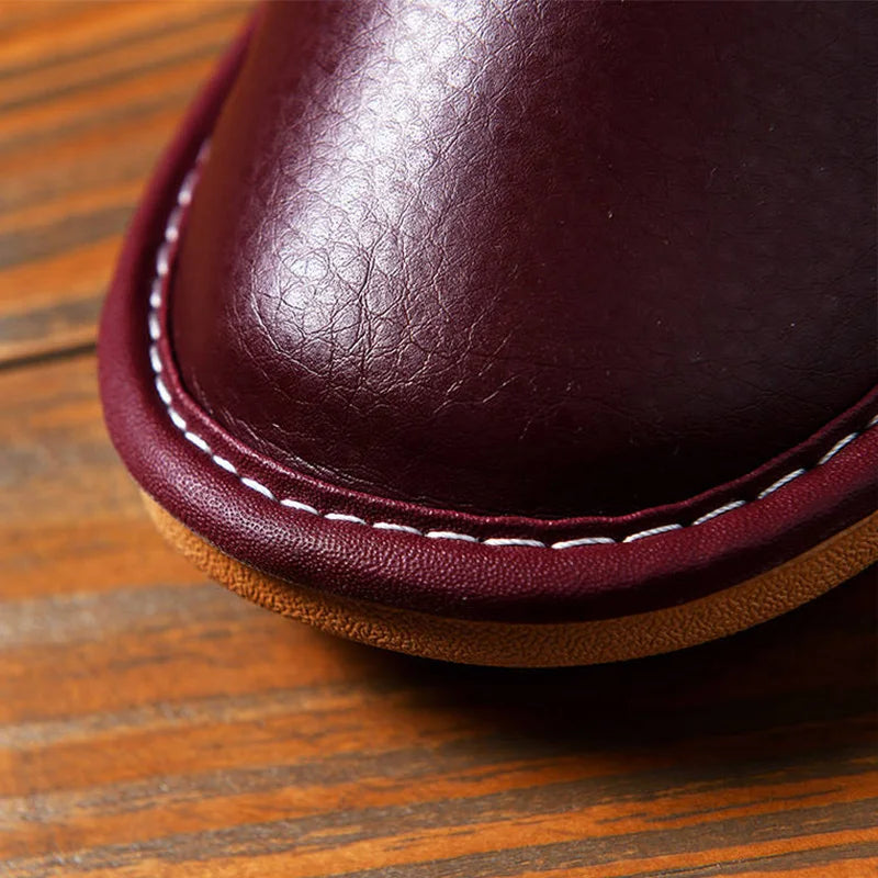 Monochromatic Leather Slippers