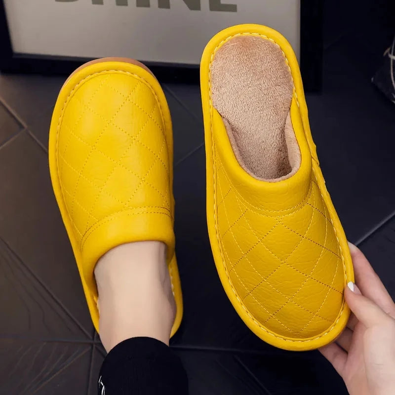 Leather and Plush Slippers (Handmade)
