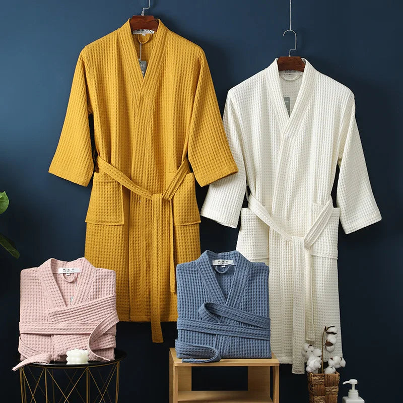 Waffle Weave Cotton Bathrobe