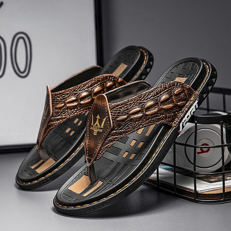 Crocodile Grain  Leather Sandals (Handmade)